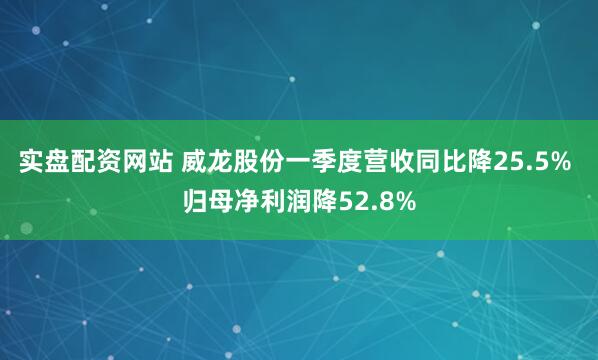 实盘配资网站 威龙股份一季度营收同比降25.5% 归母净利润降52.8%